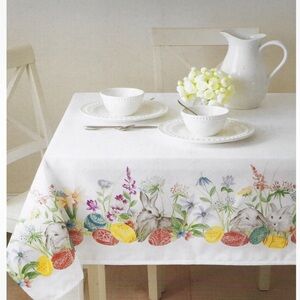 NEW Bunny Bouquet 60x120. Oblong Easter Cloth Tablecloth